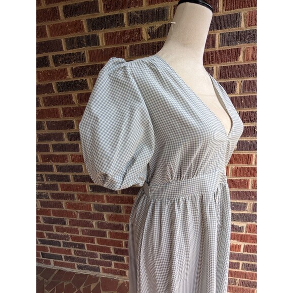 dRA Los Angeles Carol Dress-Grey/White-Maxi-Puff Sleeve-Cottagecore- Small NWT - Picture 5 of 11